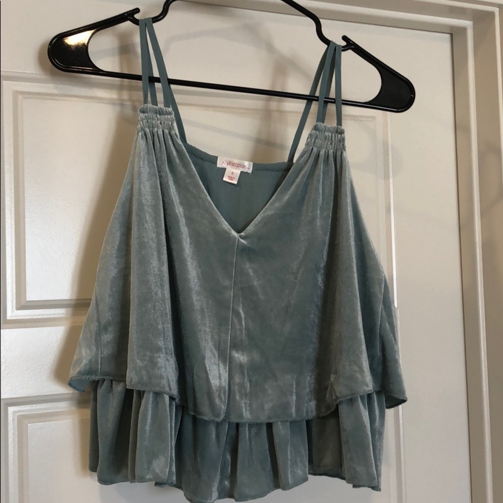 Xhilaration Velvet Silvery Blue Crop Top
